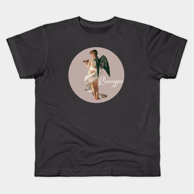 Caravaggio's angel Kids T-Shirt by Eva Viñes